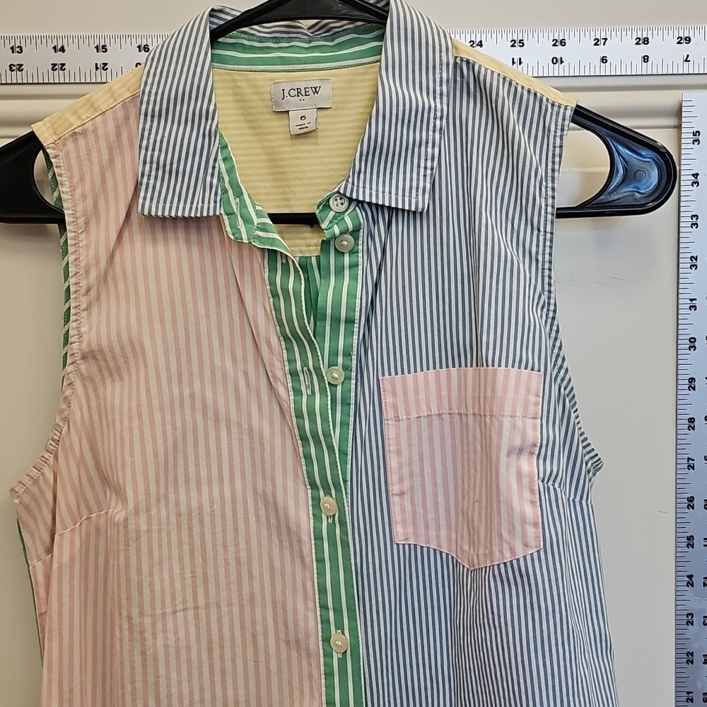 Summer, Office, Teacher, Spring, Multicolor, Striped, Sleeveless, Shirt, Classic